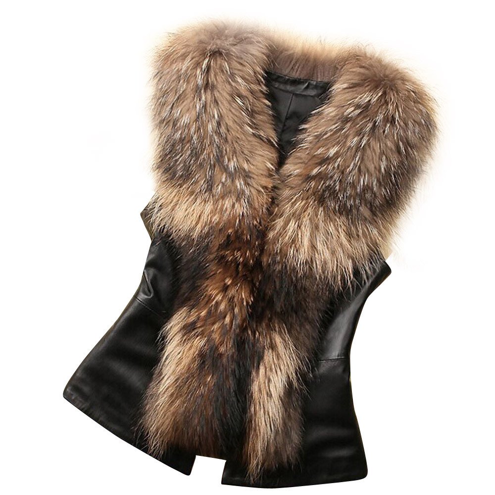 LEXUPE Women Autumn Winter Warm Warm Comfortable Coat Casual Fashion Jacket Faux Fur Vest Sleeveless Body Waistcoat Gilet