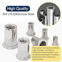 Vista 5 de Juego de tuercas de remache métricas de acero inoxidable 304 (218 piezas), M3 M4 M5 M6 M8 M10 de cabeza plana, conjunto de tuercas roscadas Rivnut