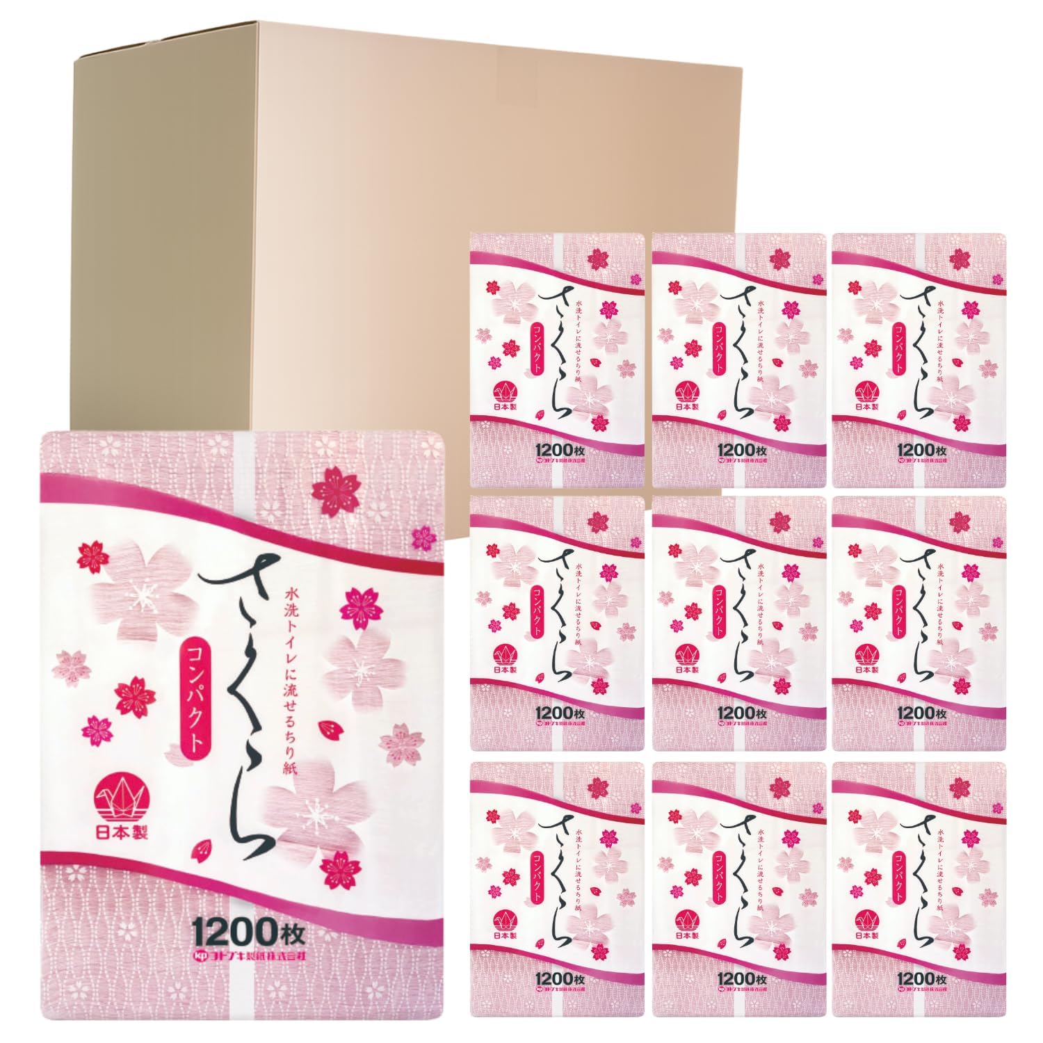 Amazon.co.jp: コトブキ製紙 ちり紙 トイレに流せる さくら コンパクト