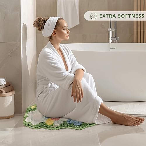 Miniatura 6 de Tapetes de baño bohemios, de 28 x 18 pulgadas, tapete de baño pequeño, antideslizante, absorbente, suave, lavable, tapete de ducha estético para baño