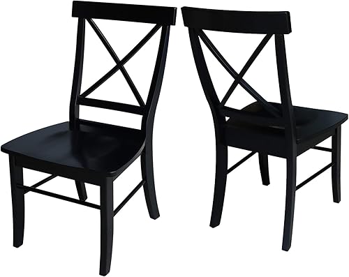 International Concepts - Juego de dos sillas de comedor con respaldo en X, color negro
