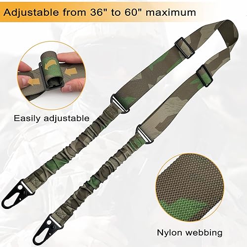 Miniatura 22 de Eslinga de rifle QD de 2 puntos con soportes giratorios QD, eslinga elástica tradicional de dos puntos de hardware de metal, correa ajustable extra
