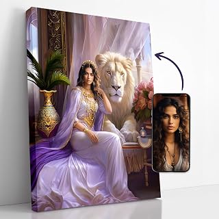 Turn Me Royal Personalized Portrait from Your Photo, Custom Canvas Wall Art as Unique Gift for Women, Turn Her into Royalty (The Arabian Princess, 18" x 24")