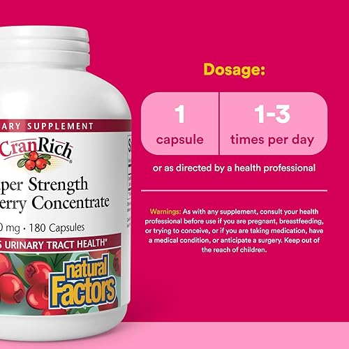 Vista 3 de Natural Factors, CranRich, Concentrado de arándano súper fuerte 36:1, 500 mg, pastillas de arándano entero sin azúcar para la salud del tracto