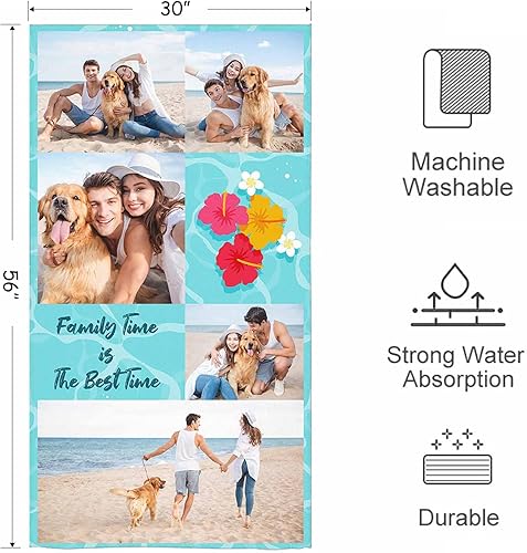 Miniatura 3 de Toalla de playa personalizada con fotostexto, toallas de playa con imagen personalizada para adultos y niños, toalla de viaje de microfibra y