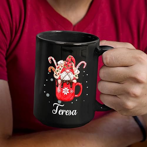 Miniatura 3 de Taza de cerámica de cacao caliente personalizada con nombre, taza de café de gnomo de cacao caliente personalizada, regalos de taza de Navidad de