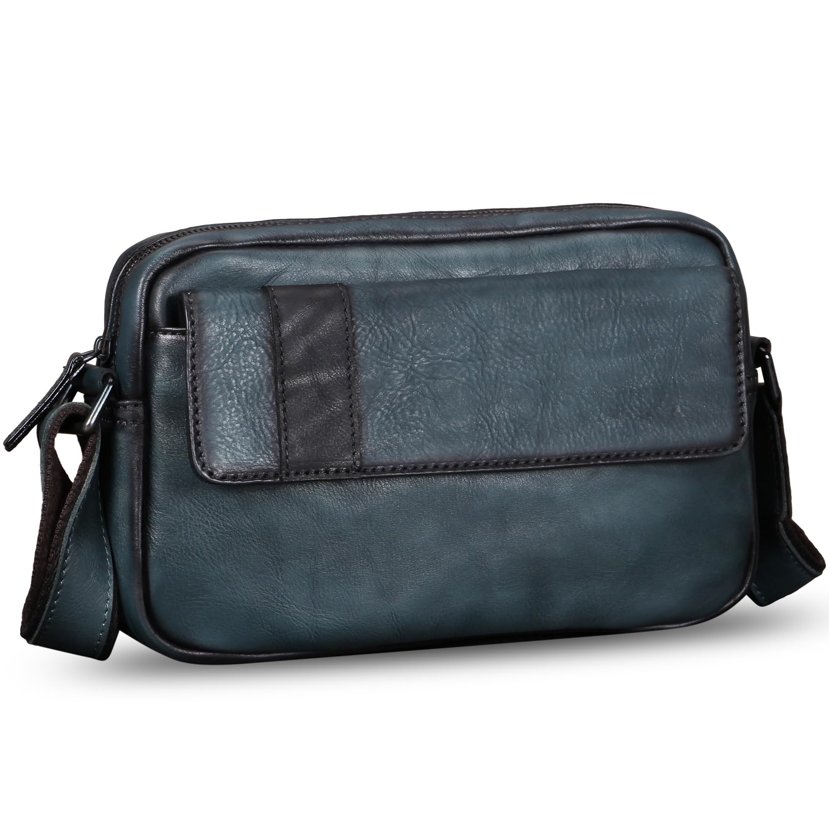 IVTG Genuine Leather Messenger Bag for Men Crossbody Shoulder Bag Casual Sling Daypack Business Work Daily Purse Satchel
