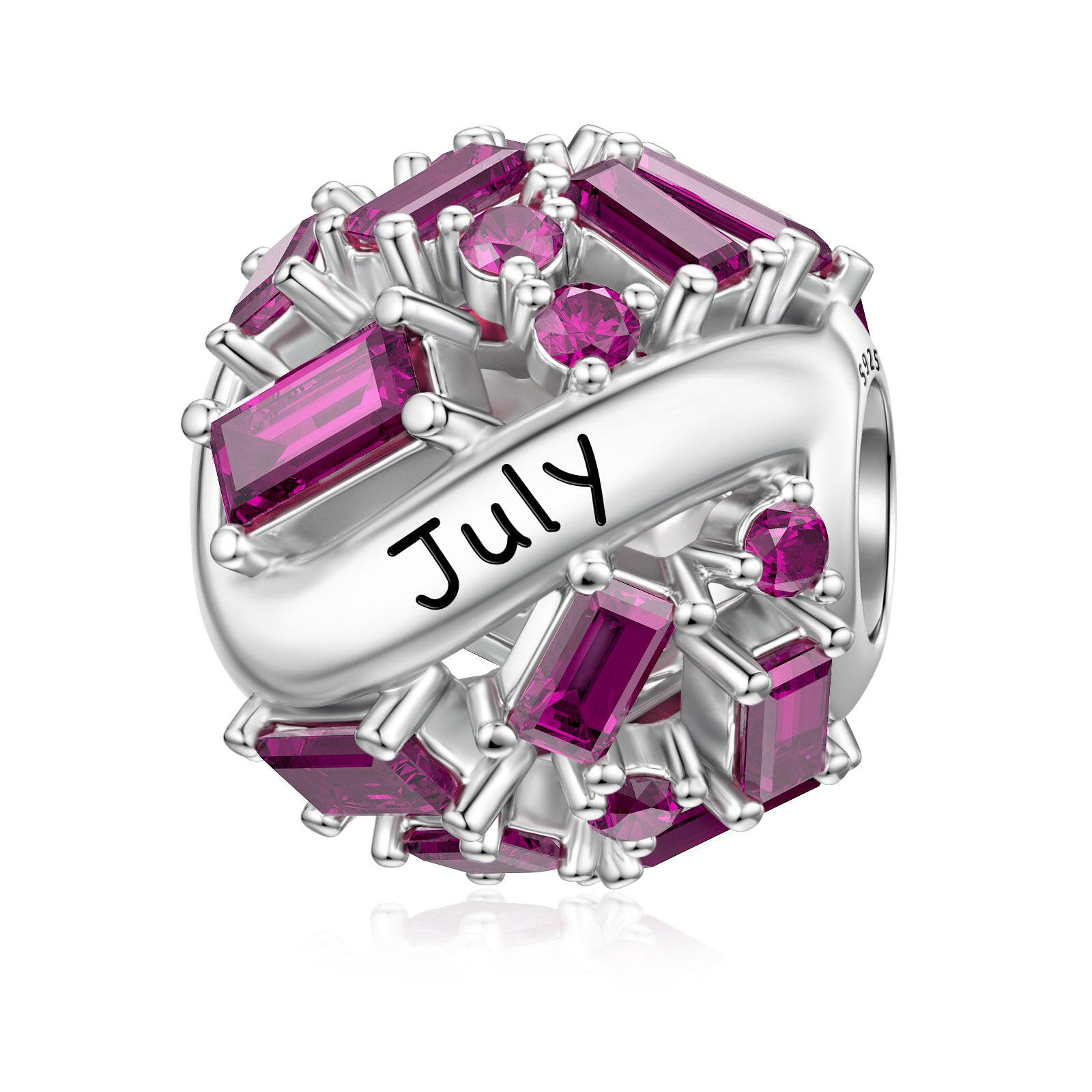 SEVENWELL Birthstone Charms for Charms Bracelet, 925 Sterling Silver 5A Cubic Zirconia Openwork Bead, Birthday Mother's Day Christmas Jewelry Gifts