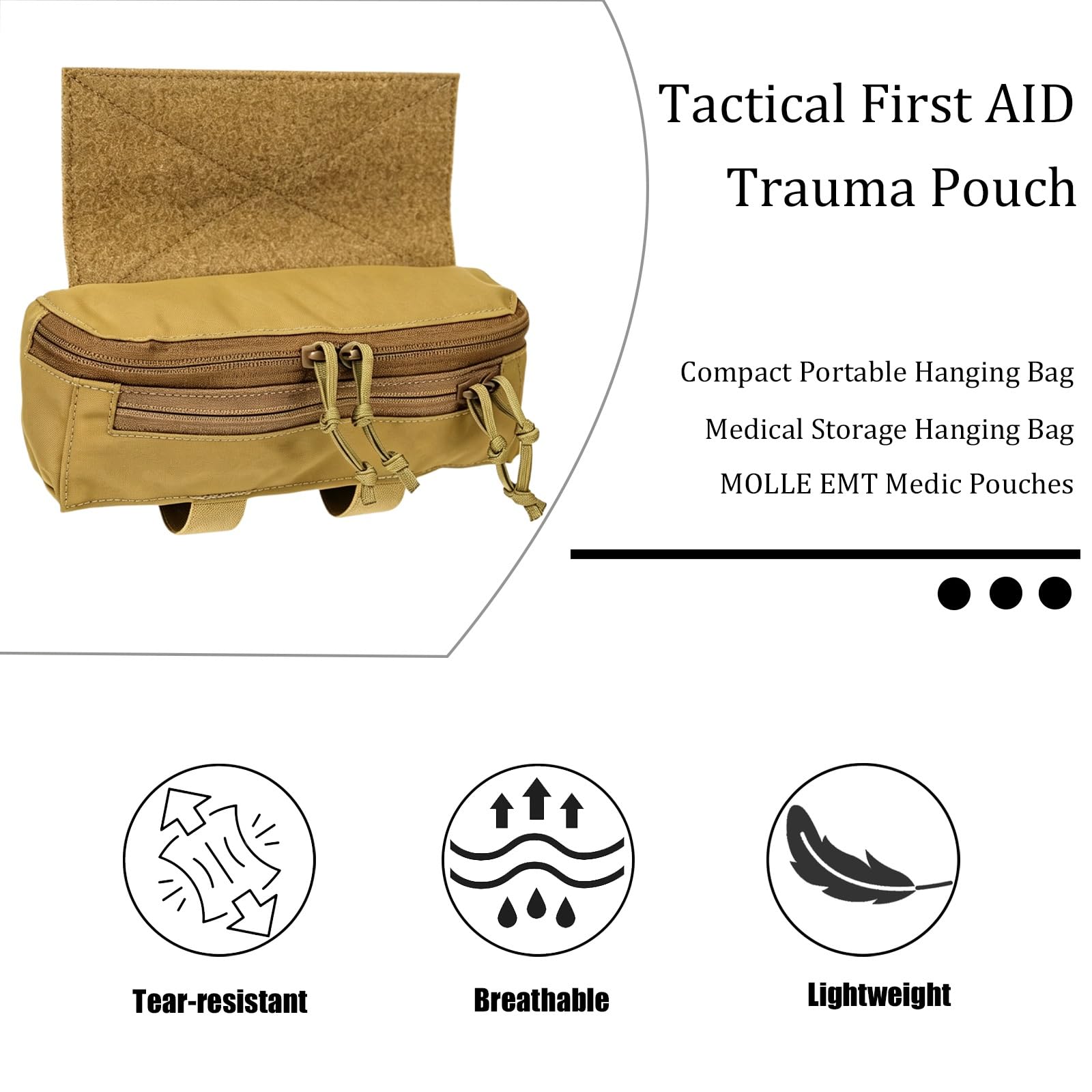 Taktisches Erste-Hilfe-Set, Drop-Pouch-Tragetasche für Den Unterbauch, Molle-Tasche IFAK Med Pouch, für Outdoor-Aktivitäten Wie Wandern und Camping