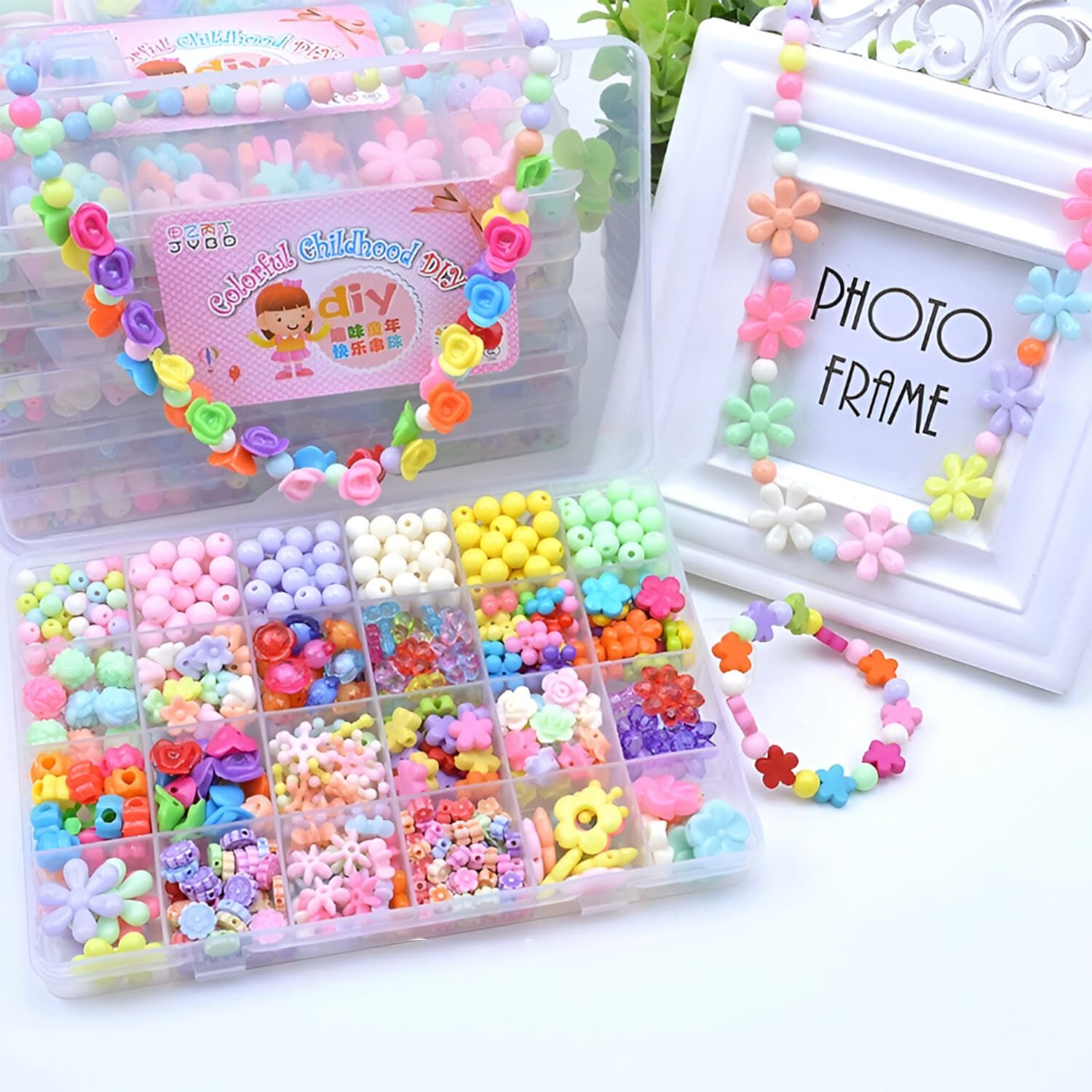 SYGA Beads for Kids Crafts Children's Jewelry Making Kit DIY Bracelets Necklace Hairband and Rings Craft Kits Birthday f