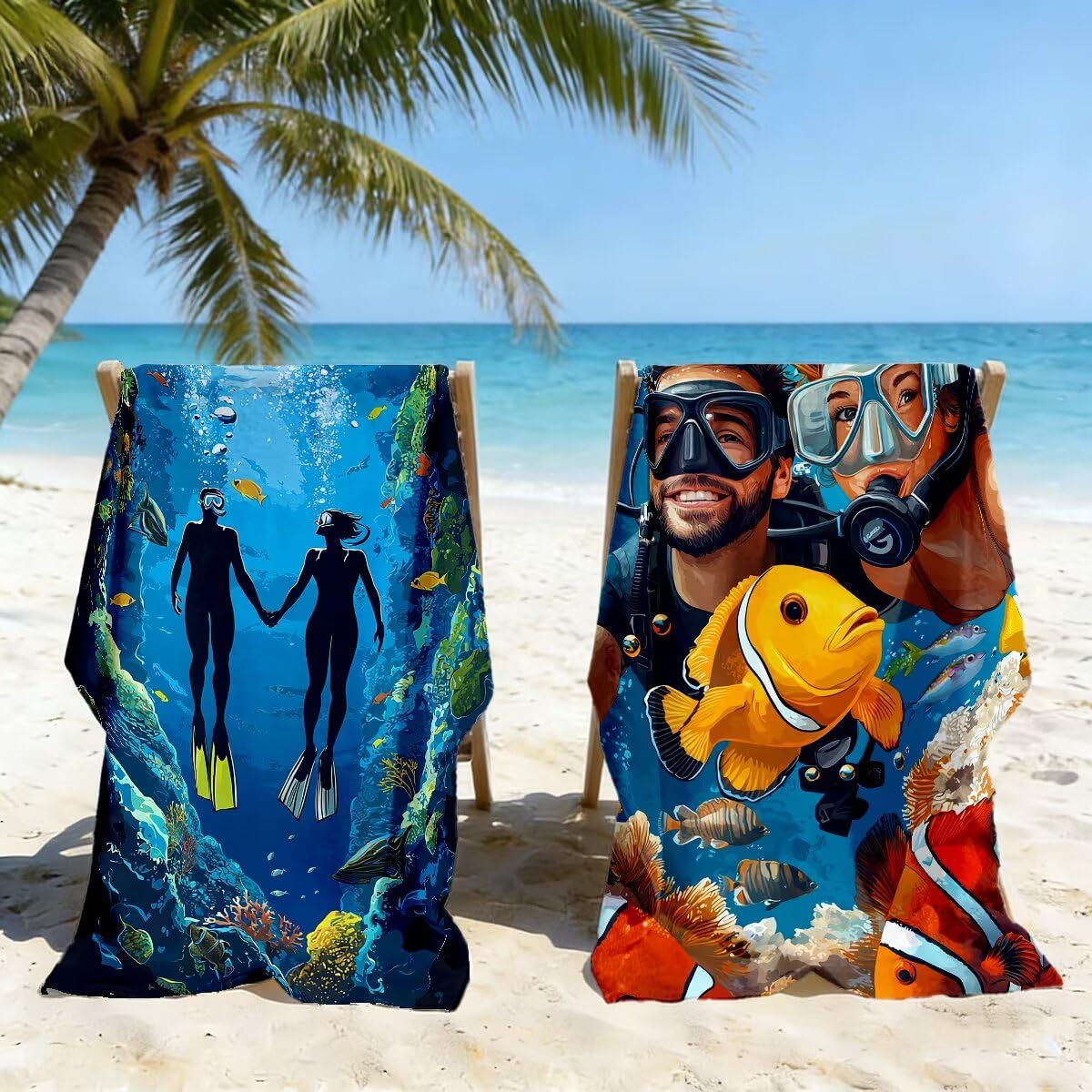 Toalla Playa 90x180 cm, Toalla Gimnasio Microfibra Secado Rapido, Juego de 2 Antiarena Toallas de Playa, Ligera Compacta Toallas Microfibra Grande para Viaje, Regalo Hombre Regalo Mujer (Océano) -4767