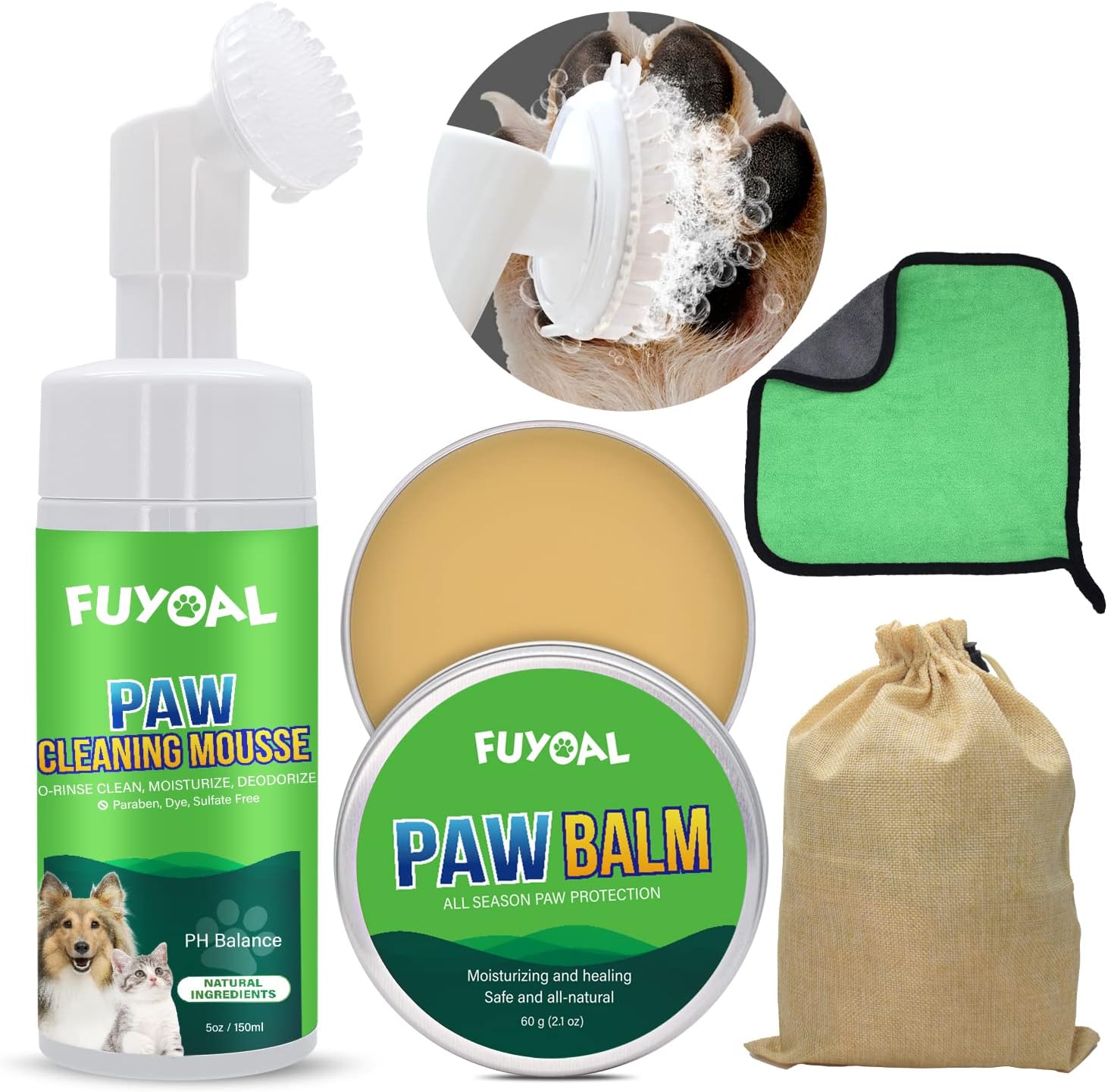 FUYOAL Dog Paw Cleaner,Dog Paw Balm,Natural Sulfate Free Dog Paw Protector for Large