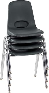 FDP 18" Stacking School Chairs 4-Pack Black - Durable Classroom Student Seats with Chrome Legs & Swivel Glides