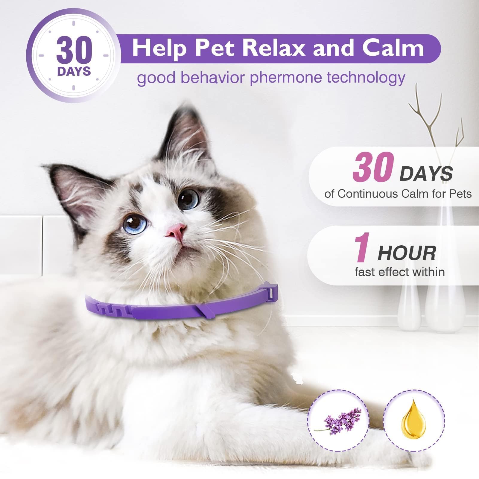 3 Pack Calming Collar for Pets, Cats and Kittens Pheromone Collar Efficient Relieve Reduce Anxiety Stress Calm Relaxing Comfortable Breakaway Collars Adjustable for Small, Medium Large Cat - image 6