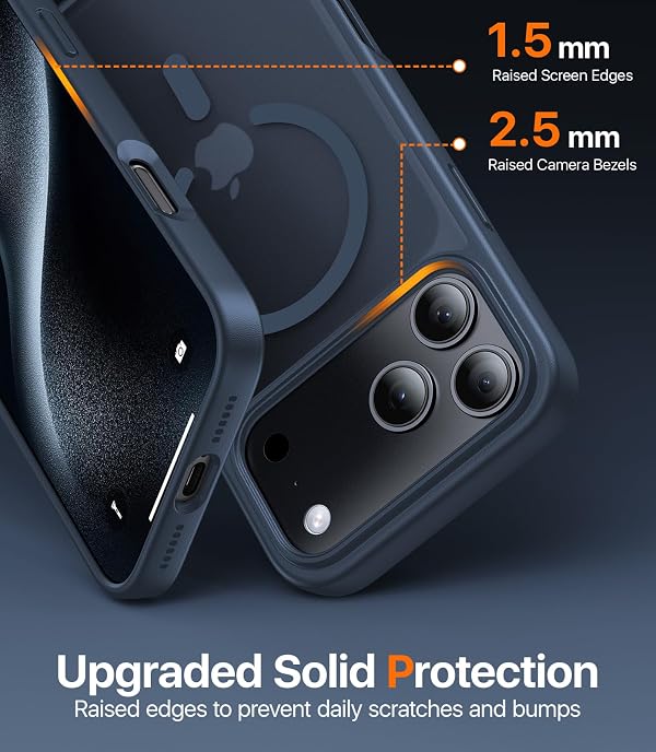 KCQNine Magnetic 4 in 1 for iPhone 17 Pro Max Case,[Anti-Slip][Compatible with MagSafe],Screen Protector*2 Camera Lens Protector*1,Shockproof Protective Phone Case for iPhone 17 Pro Max,Deep Blue by KCQNine - Used condition - Image 7
