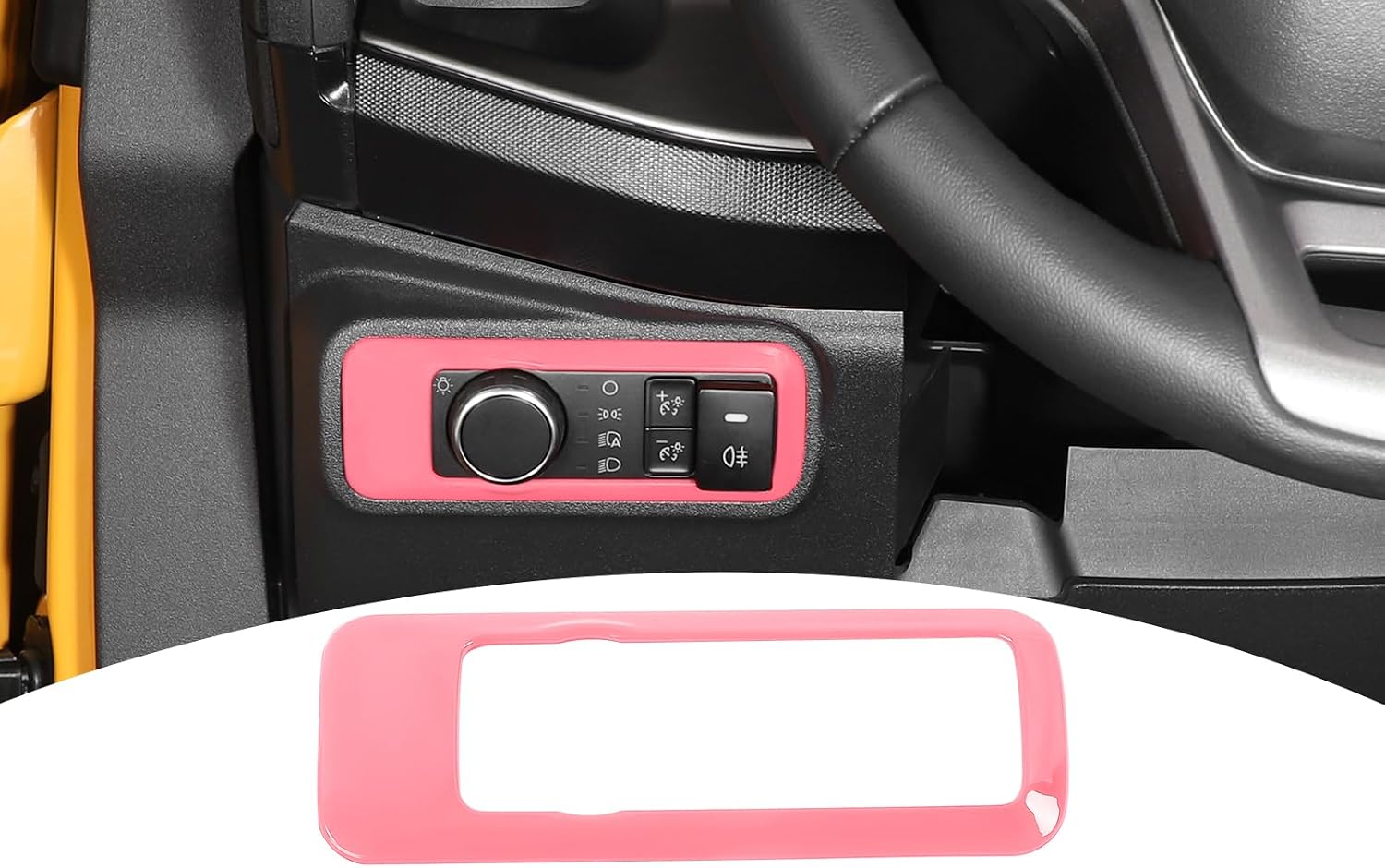 for Mustang Headlight Knob Panel Trim Cover for Bronco/Bronco Sport 2021-Present for Mustang 2024-Present Pink Interior Accessories