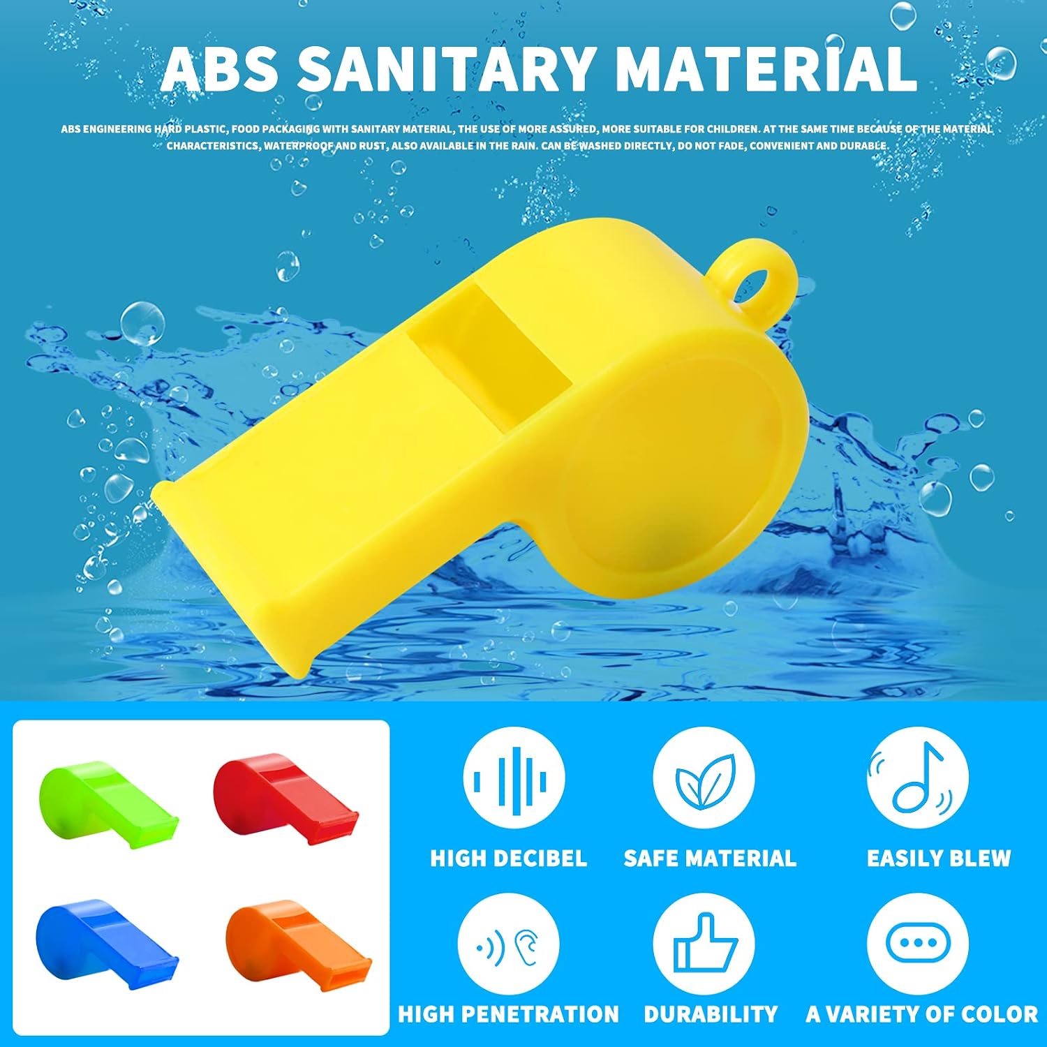 WSYUB Plastic Whistles, 24Pcs Sports Whistle Bulk with Lanyard