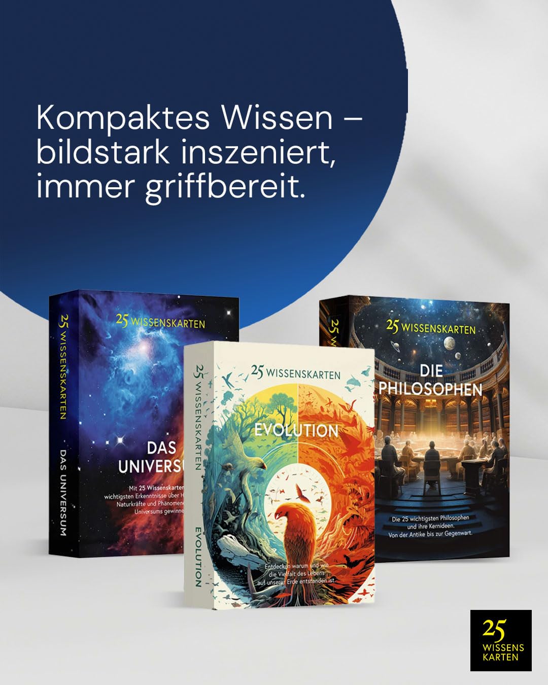 Die 25 Wissenskarten-Trilogie: Universum, Evolution, Philosophie: Der Wissens-Boost im Kartenformat (25 Wissenskarten: Die Wissens-Serie zum Sammeln)