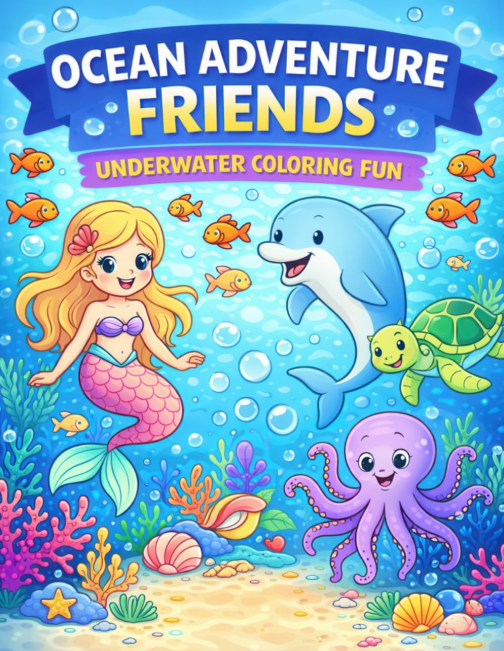 Ocean Adventure Friends Coloring Book: Underwater Coloring Fun with Cute Sea Animals, Mermaids, and Ocean Friends for Kids Ages 4–8 (Coloring Books for Kids)