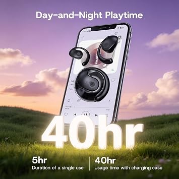 Over Open Ear Earbuds Wireless Bluetooth Open Ear Headphones Air Conduction Earbuds that Don't Go in Your Ear with Awareness of Surroundings with Over-Ear Hooks