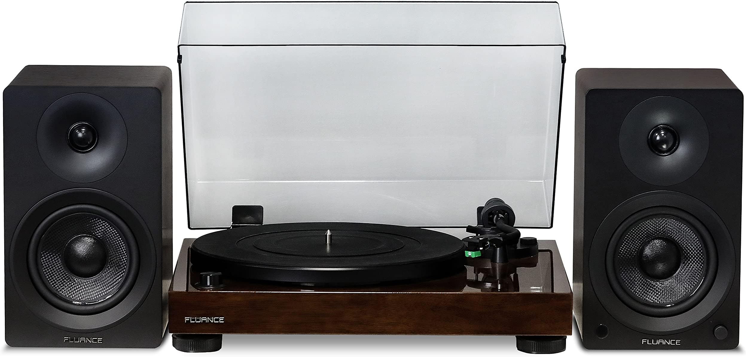 RT81 Elite High Fidelity Vinyl Turntable with Ai41 Powered 5" Stereo Bookshelf Speakers, Diamond Stylus, Belt Drive, Built-in Preamp, 90W Class D Amplifier, Bluetooth (Natural Walnut)