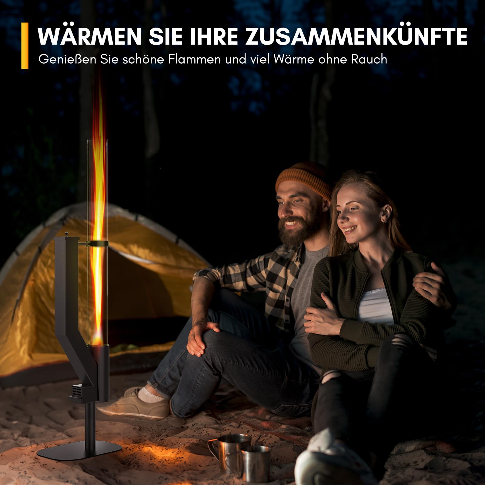 Rayzi Outdoor-Pellet Fackel 147 cm – Terrassenheizung, Holzpellets Ofen – Pellets-Feuerstelle für draußen – Rauchfreie Flamme, Garten-Feuerstelle,Kamin für Camping, Terrasse, Garten & Picknick RH-03