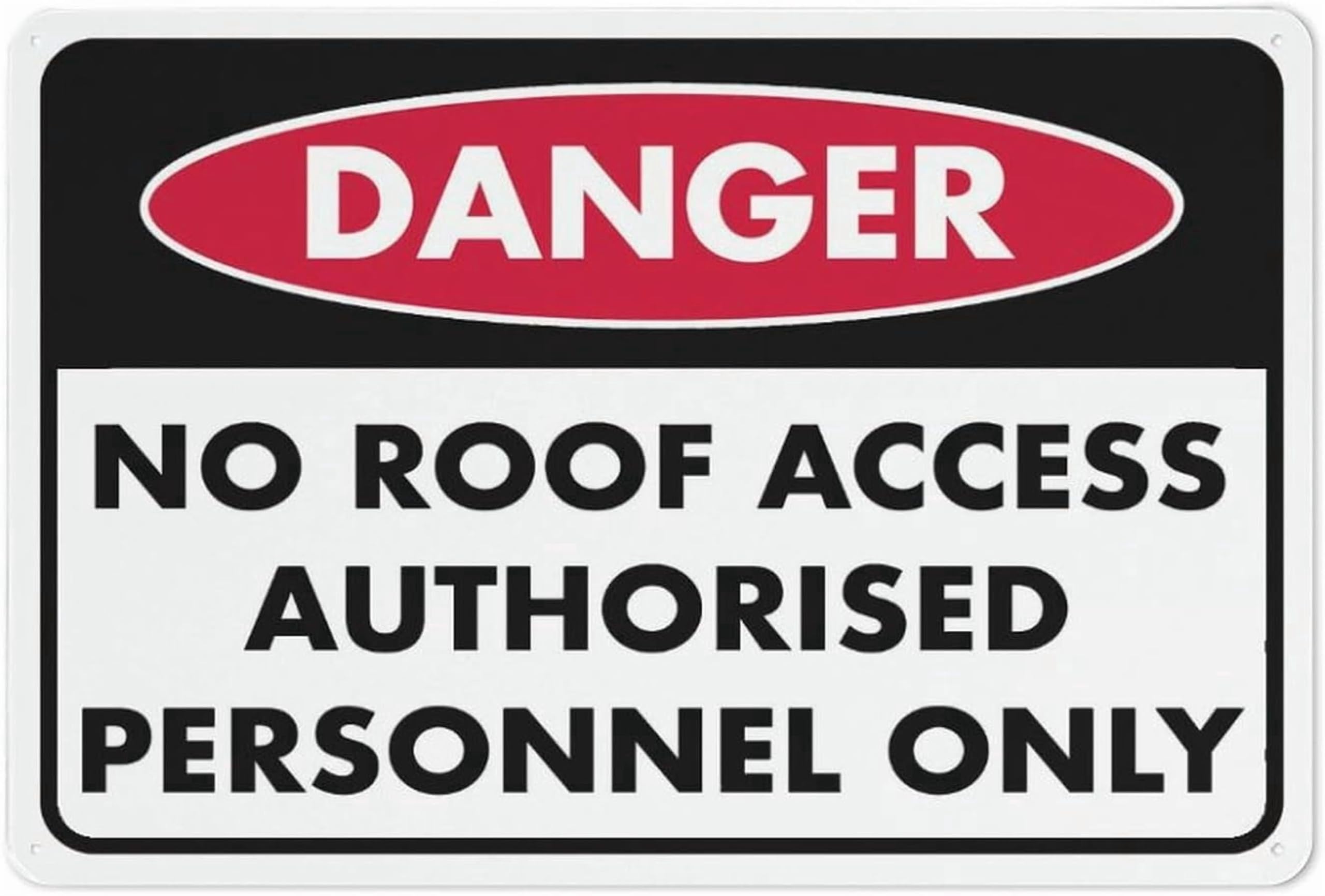 (2-Pack) Metal Tin Sign Danger No Roof Access Authorised Personnel Only Sign 12X8 Inches, Weather Resistant, Weatherproof, Indoor Or Outdoor