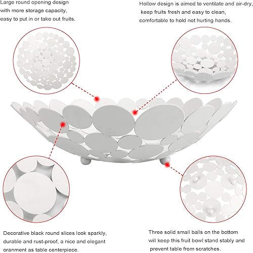 Miniatura 4 de OwnMy Cesta de metal para frutero, centro de mesa creativa, soporte de frutas decorativo para encimera de cocina, plato de frutas grande de hierro