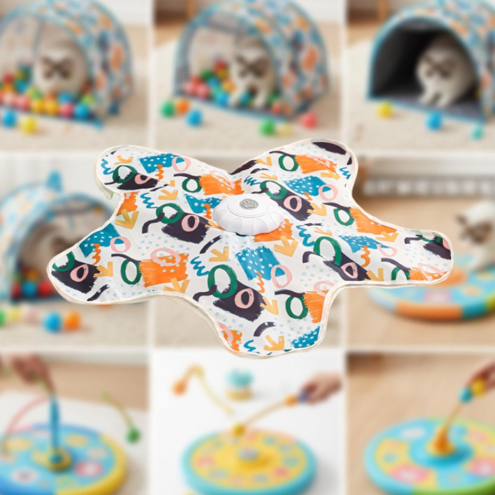 LOVIVER Giocattolo interattivo con Piume per Gatti, Gioco di nascondino per Gatti, Gioco di Caccia al Gatto, di Movimento, Piume per Gattini, 500 mAh