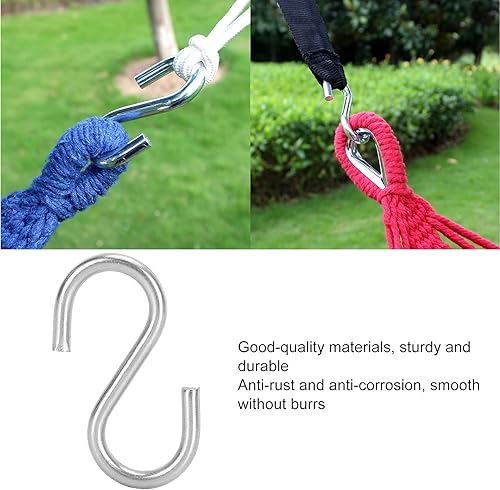 Miniatura 4 de Tissting 20 ganchos colgantes de acero inoxidable resistentes en forma de S M3, ganchos multiusos para aro de baloncesto, jardín, dormitorio