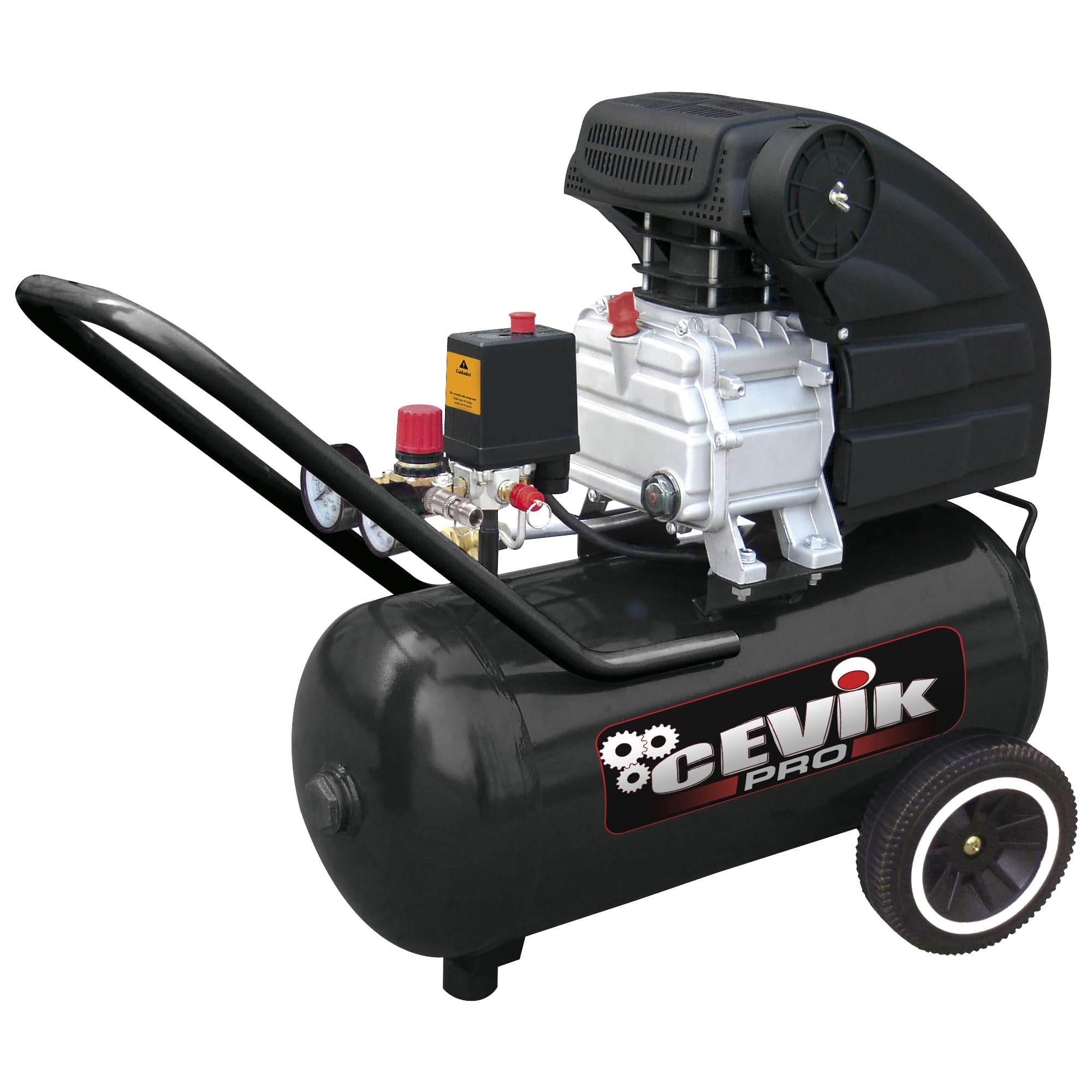 CEVIK PRO - CA-PRO7N - Compresor Aire Portatil Monoblock - 75 dB - 6 litros - 1.5HP - Máx 8 Bar - 160 l/min - Sin Aceite - Compacto y Portátil - Compresor de Pintura y Neumática