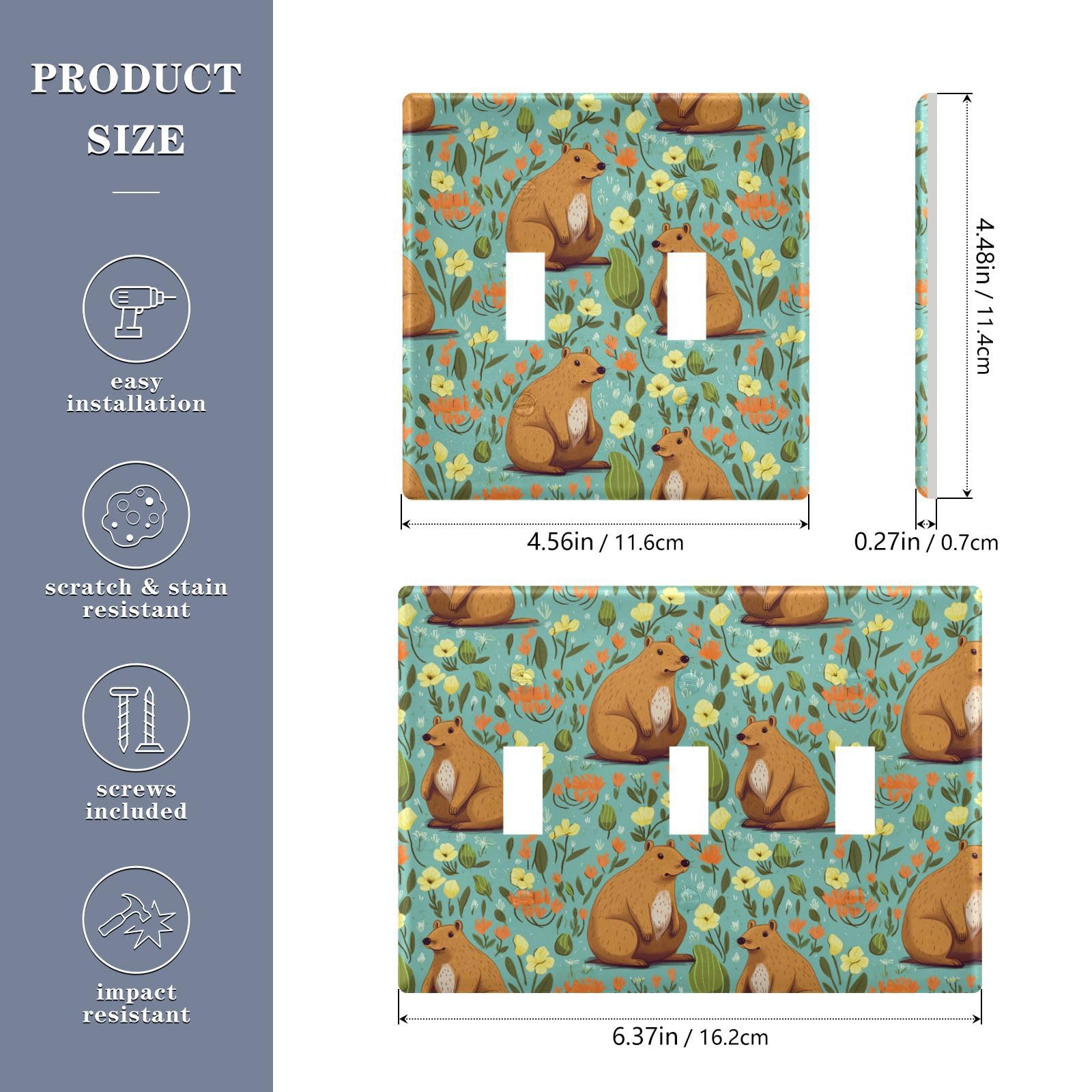 Light Switch Cover Cute Guinea Pig Wall Plates for Electrical Outlets 3 Gang 202a8933