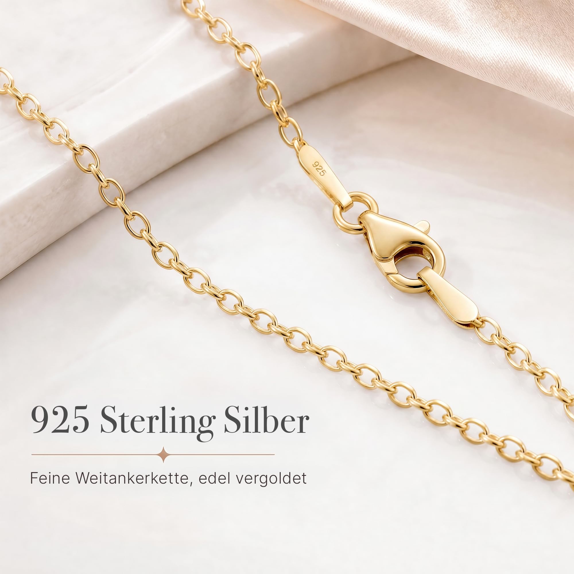 Ankerkette vergoldet 925 Silber Damen 2,7 mm Halskette 101032-5