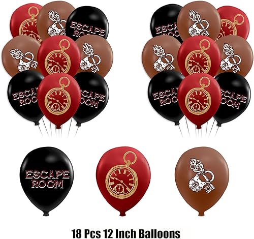 Miniatura 6 de Decoración de fiesta de cumpleaños para sala de escape, suministros de fiesta misterioso para sala de escape, incluye pancarta de feliz cumpleaños,