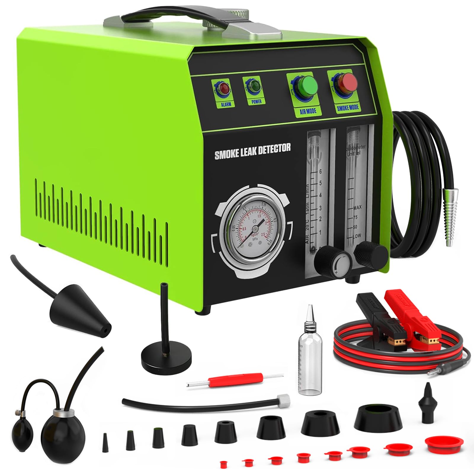 T130 12V Automotive Smoke Machine & Tester,Dual Modes EVAP Car Smoke Tester with Adjustable Flow Meter, Built-in Air Pump/Pressure Gauge, 10s Rapid Smoke for Cars/Motorcycles/ATVs