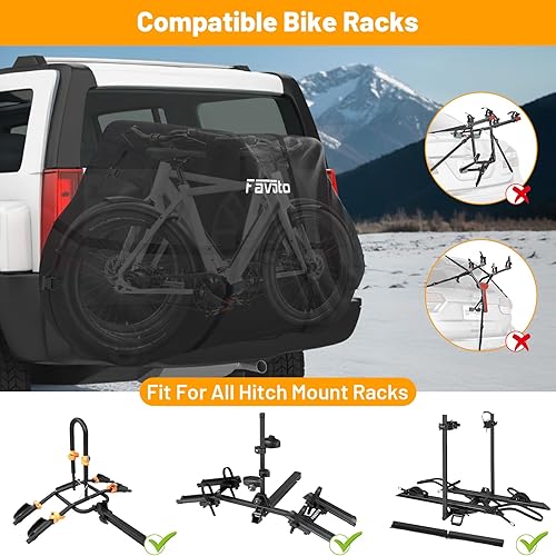 Miniatura 7 de Favoto Funda de bicicleta para transporte de 2 bicicletas, cubierta impermeable para bicicleta al aire libre en el portabicicletas trasero, 600D