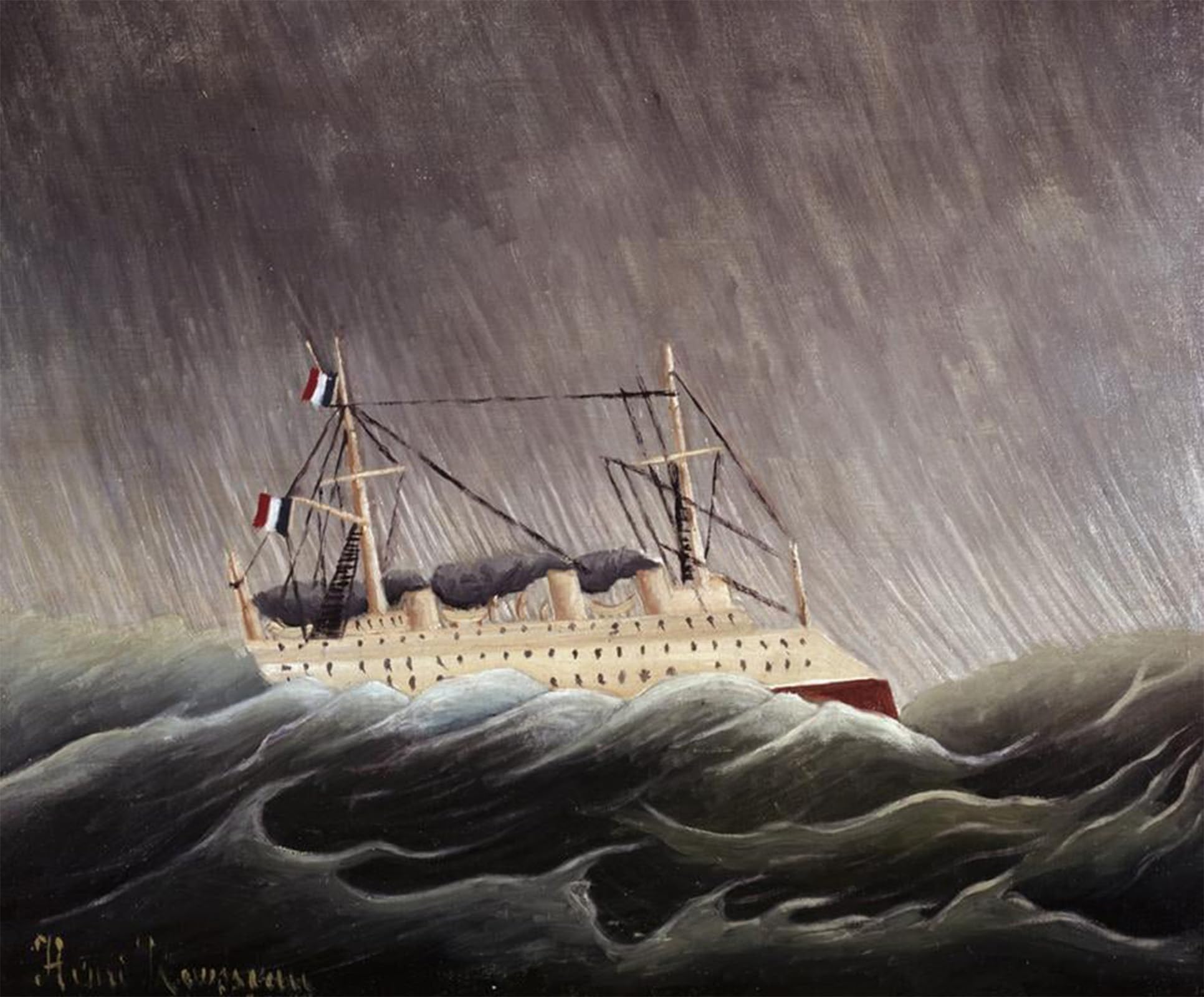 POSTERIIk Famous Modern Artwork Art Mural Ship In The Storm by Henri Rousseau Oil Paintings Pictures for Home Decor 60x90cm