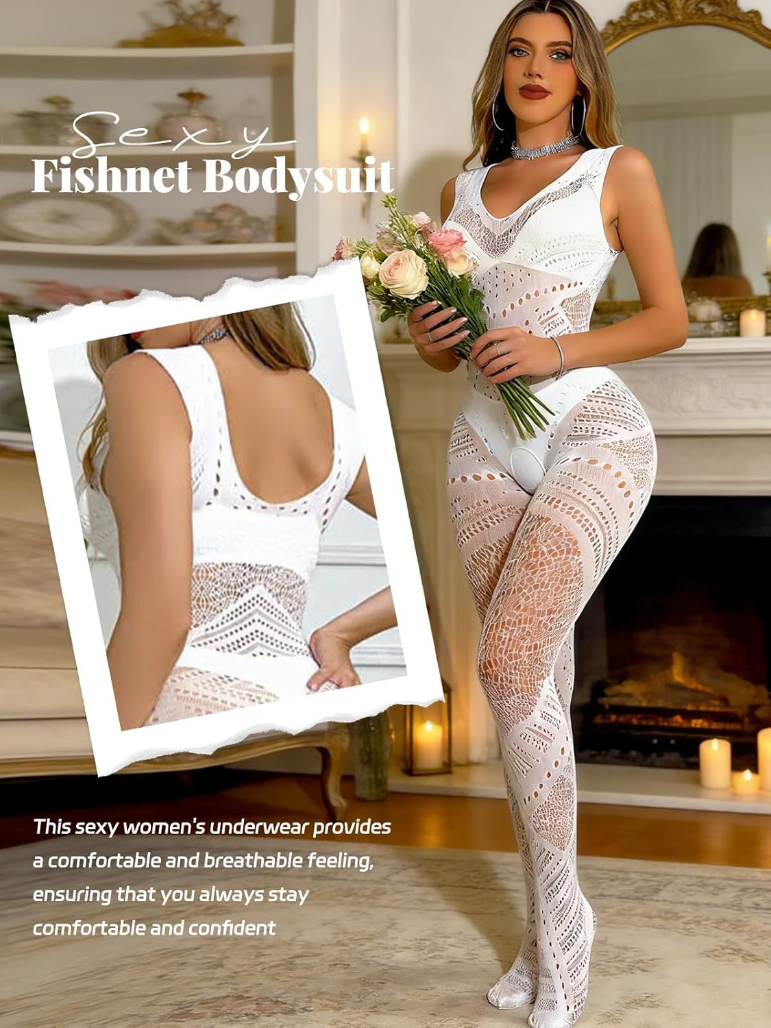 Buitifo Women Lingerie Bodystocking Sexy Bodysuit Fishnet Tights Playsuit Nightwear - Image 2