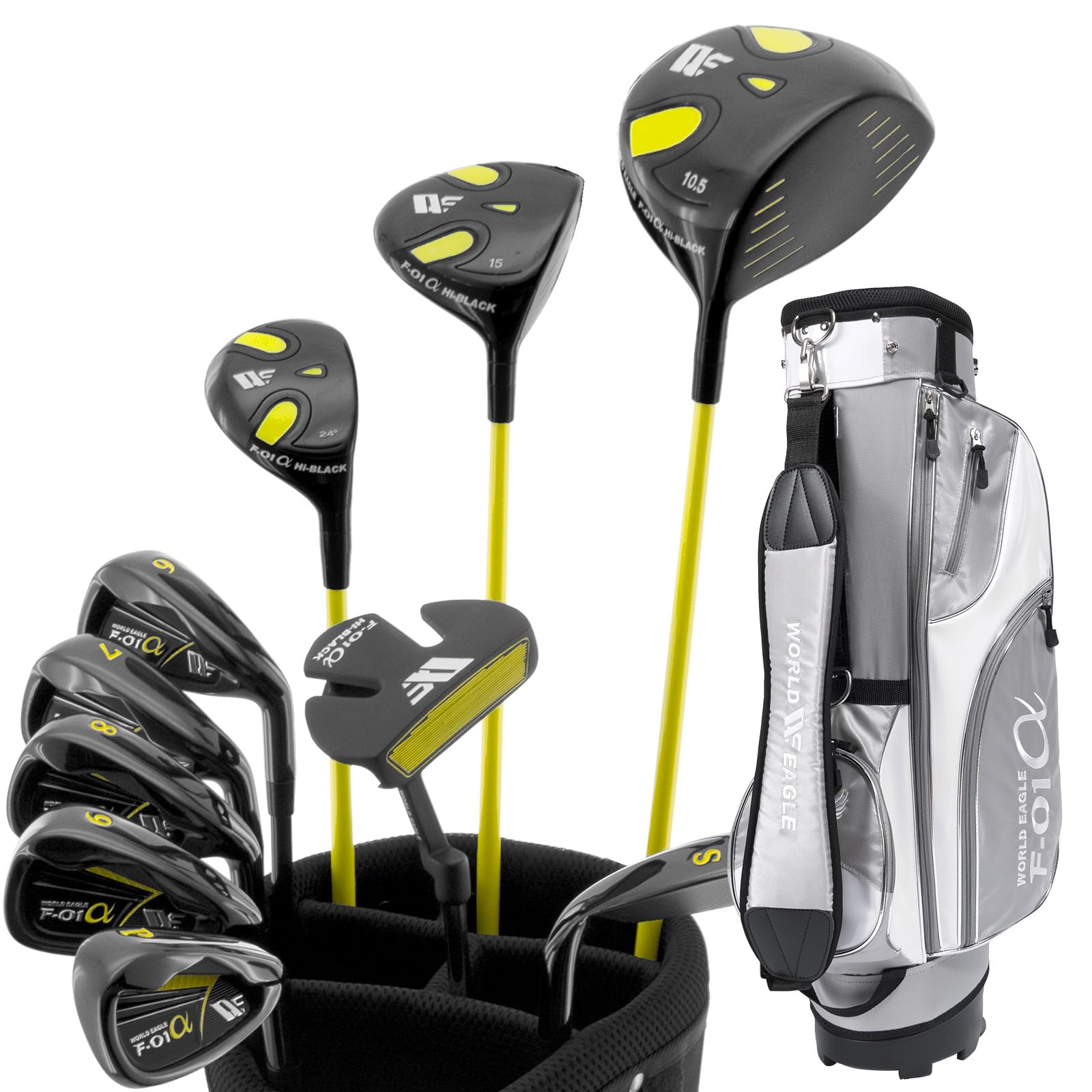 初心者向 ゴルフクラブセット WORLD EAGLE F-01α スタンドバッグ Amazon.co.jp: WORLD EAGLE 初心者向け ゴルフクラブセット 右利き用