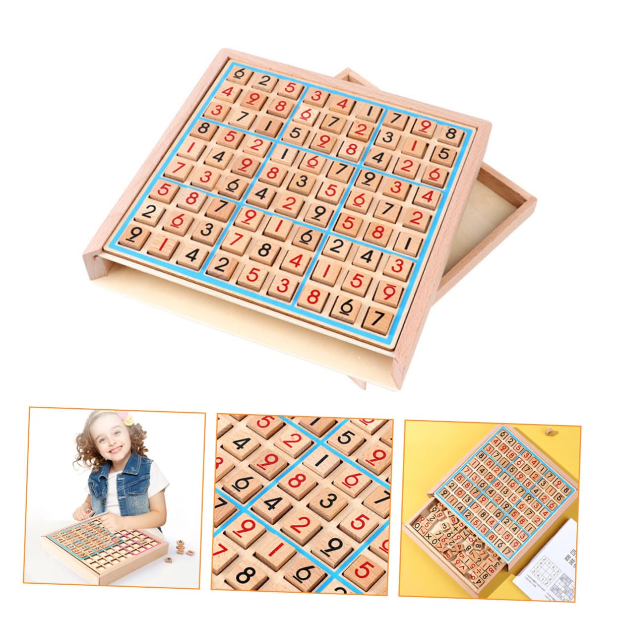 Jeu de Sudoku pour Garçon et Filles 9 Grilles en Bois, Format Compact