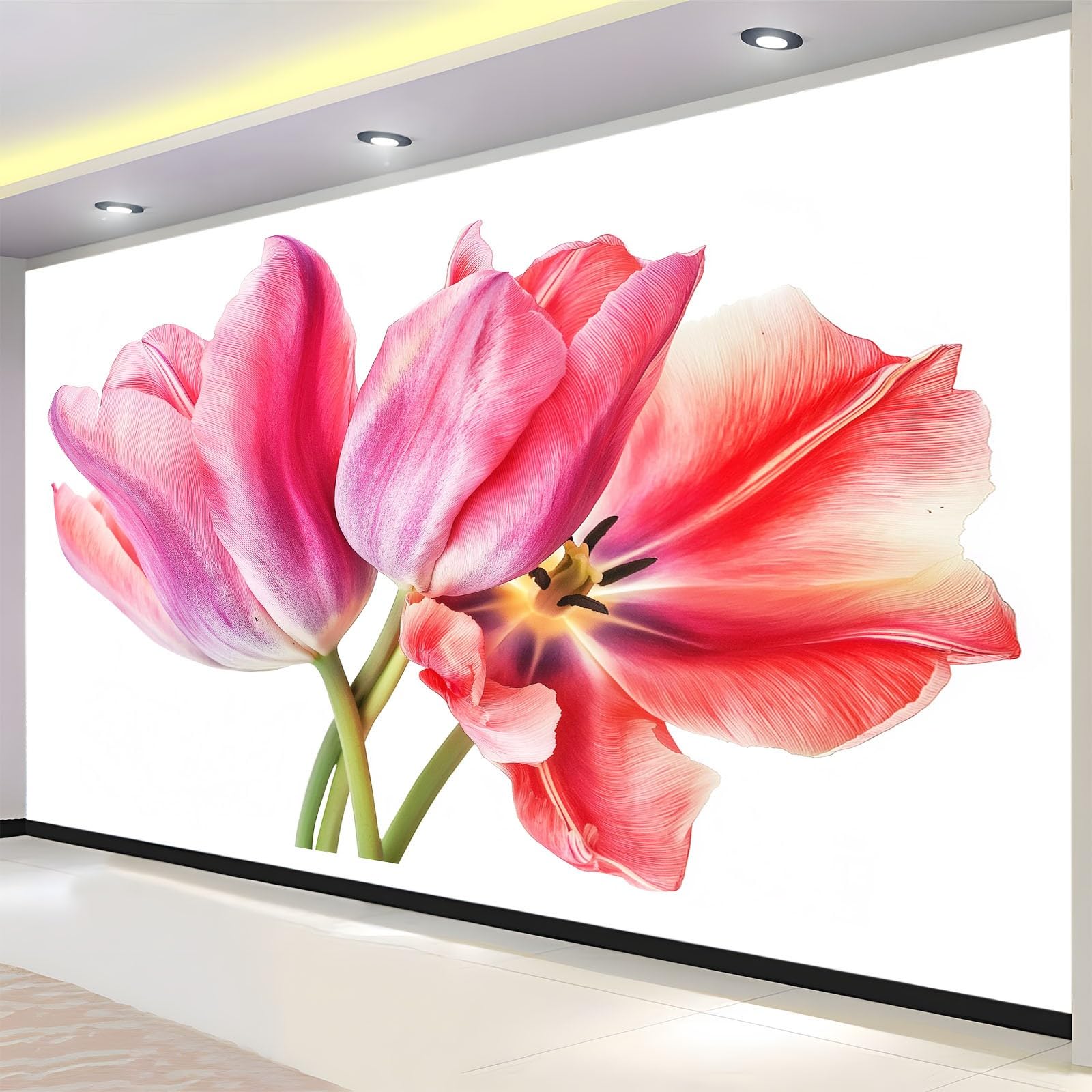 350 x 256 cm, fototapeta z włókniny, skromna na wymiar, w kształcie tulipana, elegancka, biała, fotorealistyczny, druk HD, tapeta na fizelinie, tapeta z motywem, dekoracja ścienna, dekoracja ścienna