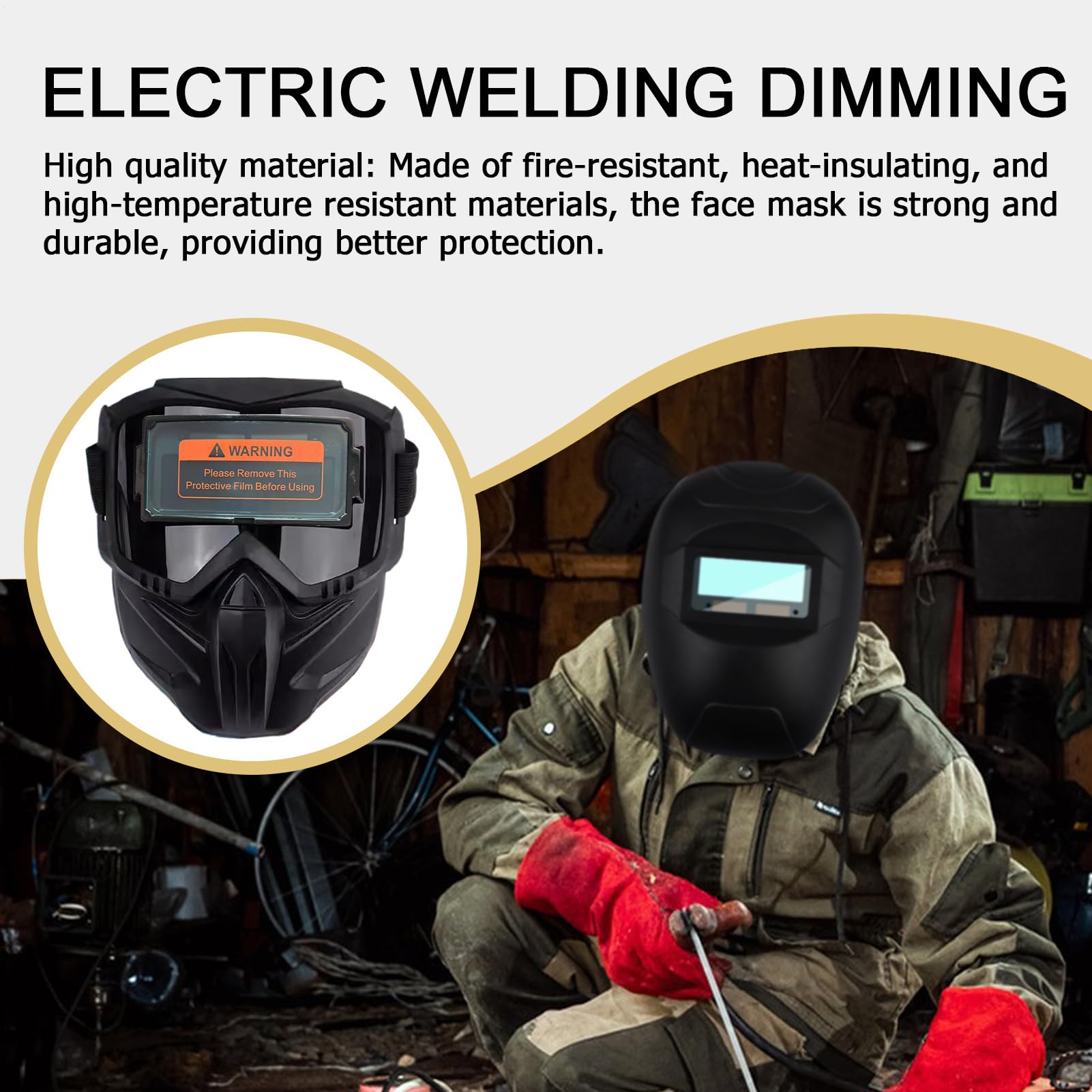 Casco de soldadura de oscurecimiento automático, máscara antirreflejos con gran área de visión, protector facial completo resistente al calor, casco de soldadura transpirable para protección ocular y