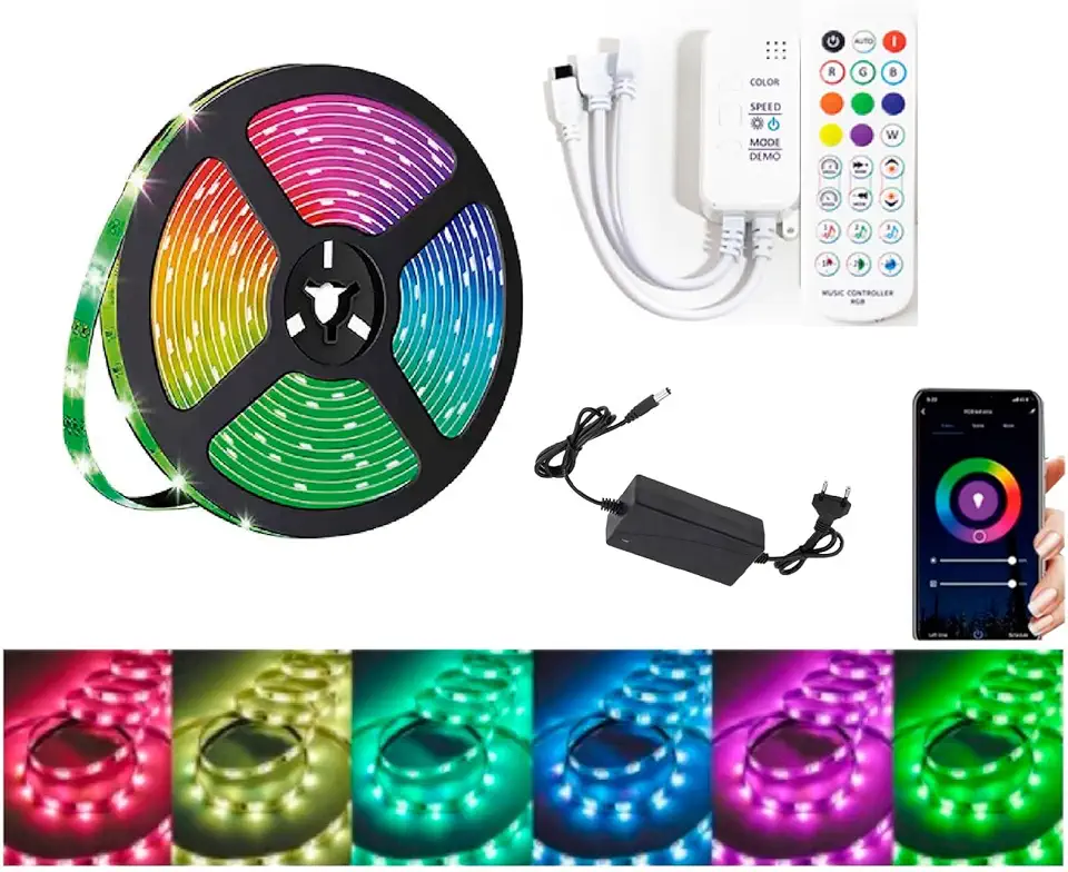 Smart Fita de LED 5050 5 METROS BLUETOOTH Ritmica Musical para decoração de SANCA Quarto TV
