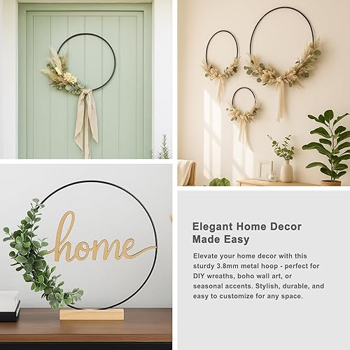 Miniatura 4 de Paquete de 8 aros florales de metal de 6 pulgadas para manualidades, anillos de macramé, coronas, anillos de atrapasueños, coronas, anillos de vela,