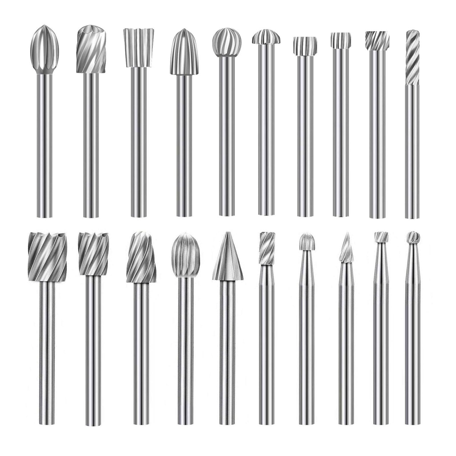 20 piezas de fresas rotativas HSS, juego de brocas, accesorios para herramientas rotativas, juego de brocas para tallado de madera para herramientas rotativas, para bricolaje, trabajos en madera