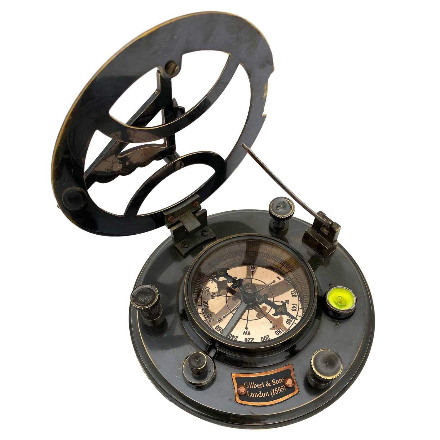 aubaho Brújula de latón marítimo navegación Reloj de Sol Estilo Antiguo réplica (e)