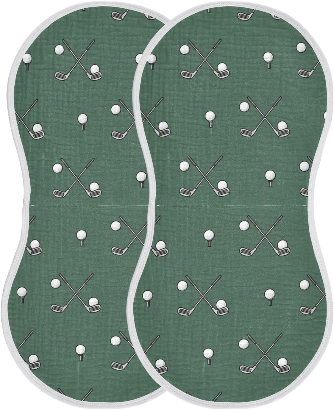 Muslin Burp Cloths Golf Green Print Cotton Baby Burp Cloths 2 Pack Ultra Absorbent and Soft Burping Cloth for Newborn Babies 22"x11"
