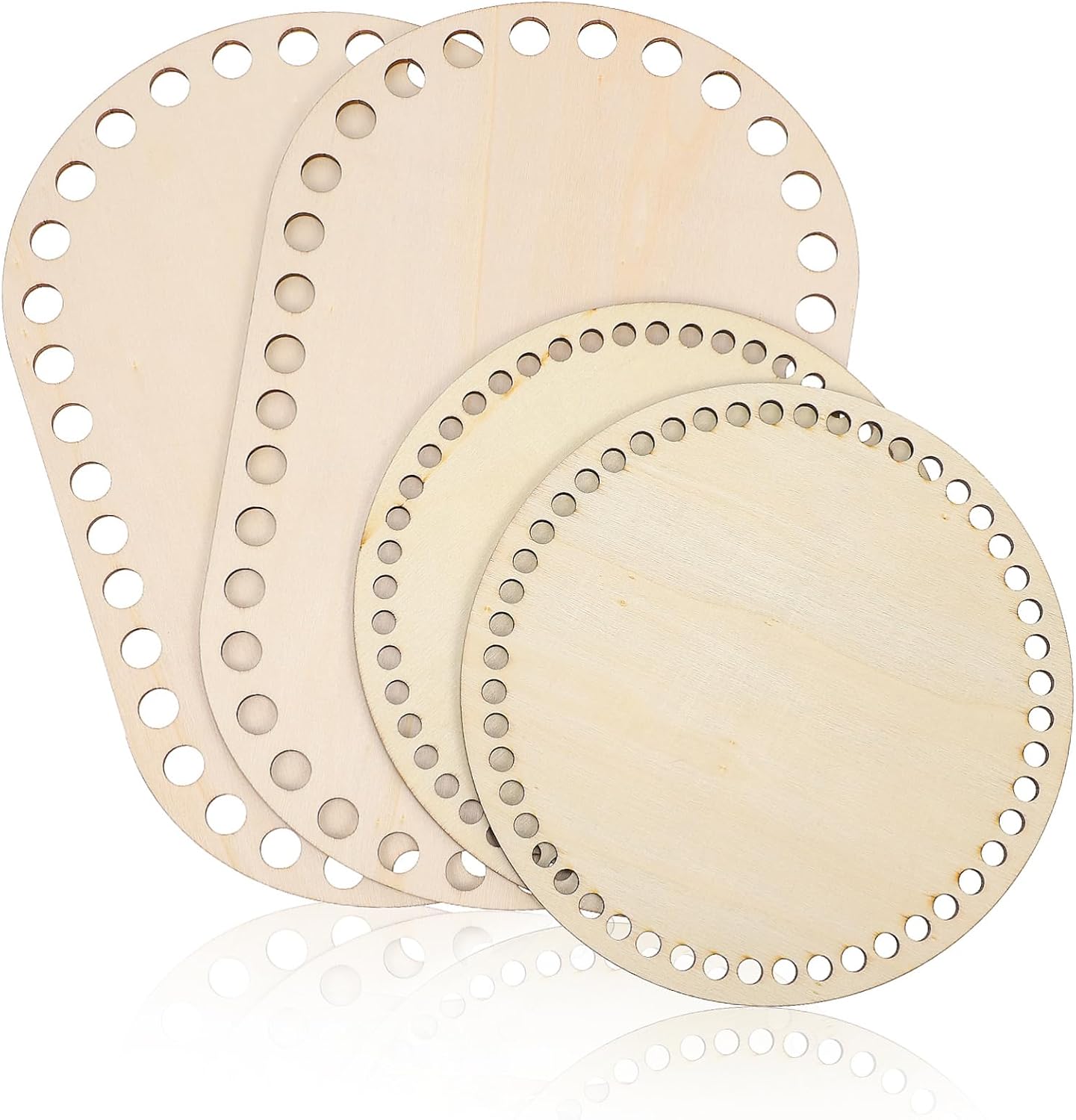 4pcs Firm Smooth Wooden Basket Bases Round Oval Crochet Moses Basket Supplies