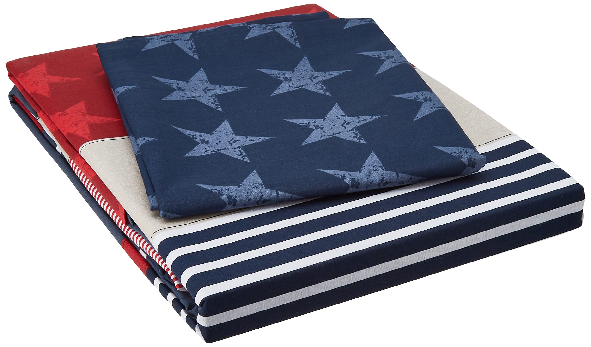 Catherine Lansfield Stars & Stripes - Funda nórdica y Funda de Almohada Cama, 180 x 220 + 50 x 125, Color Azul