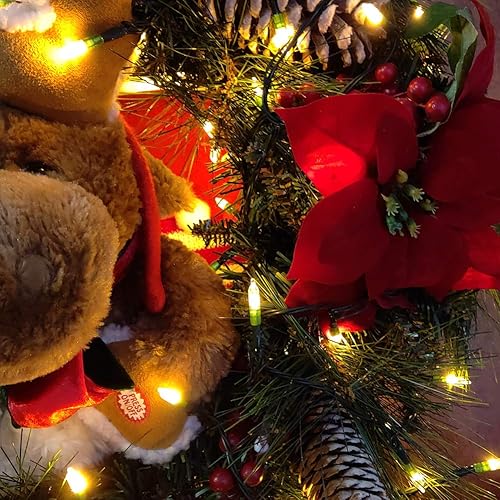 Miniatura 2 de LOENDE Guirnalda de luces de Navidad con temporizador, funciona con pilas, 200 luces LED, 8 modos, mini luces transparentes para boda, fiesta,